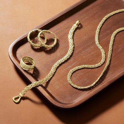 10Kt Yellow Gold Byzantine Necklace