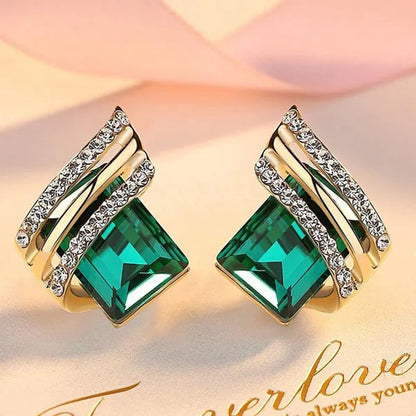 Fashion Temperament Women's Cubic Zirconia Earrings Large Red Zircon Stud Earring Engagement Wedding Earrings Birthday Party Anniversary Gift Jewelry