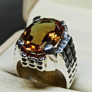 14 Carat Big Oval Cut Alexandrite Mens Ring  Silver color Handmade Color Changing Gemstone Ring Size 5-15