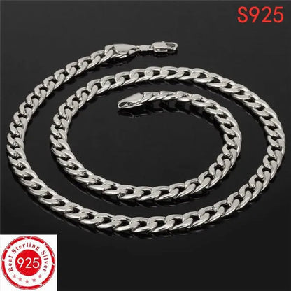 Wholesale High Quality 925 Sterling Silver Fashion Jewelry Set 925 Silver Curb Link Chain Bracelet & Necklace16-30 Inches for Women and Men