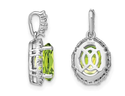 2.70 Carat (Ctw) Natural Peridot Drop Pendant Necklace in 14K White Gold with Chain