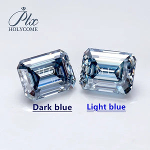 HOLYCOME Best Loose Gemstones Moissanite Diamond Excellent Crushed Ice Cushion Asscher Cut Dark Vivid Blue Color Stone for Jewelry Diamond Ring
