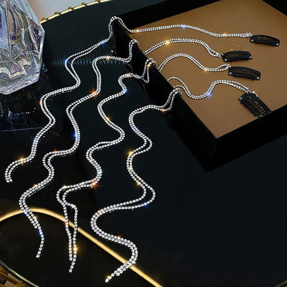 Fashion Flashing Diamond Chain Hairpin Tassel Braided Hair Hairpin for Women Girls