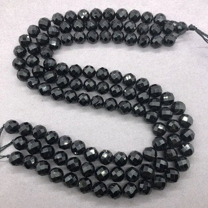 Black Tourmaline Beads 6-10mm Faceted Natural Stone Cut Gem Geometry DIY
