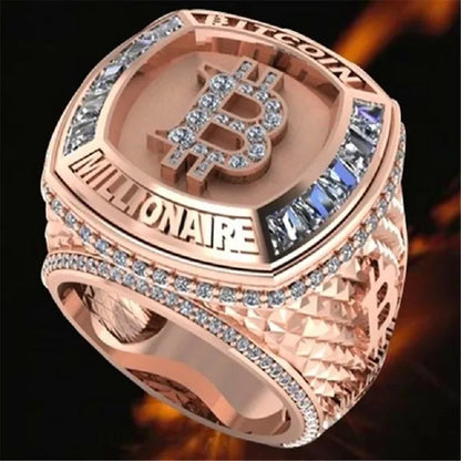 New Fashion Domineering Men's 18K Gold Ring Natural Sapphire Men's Diamond Ring Hand-carved Gold Skull Sea Monster Male Ring Men's Birthday Gift Party Jewelry Size 5-14