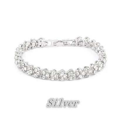 European and American Fashion Roman Style Women'S Zircon Bracelet Shiny Zircon Wedding Engagement Bracelet Valentine'S Day Anniversary Gift Birthday Party Jewelry