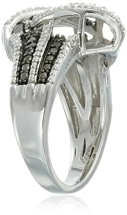 Exquisite Women'S Ring Black & White Sapphire Jewelry Birthday Proposal Gift Bridal Engagement Party Band Rings Size 5 - 11