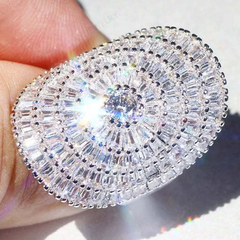 Luxury Cubic zirconia Statement Huge Multilayer Ring Wedding Bride Engagement Band Charm Women Ring JewelryWedding Bride Engagement Band Charm Ring