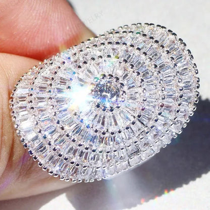 Luxury Cubic zirconia Statement Huge Multilayer Ring Wedding Bride Engagement Band Charm Women Ring JewelryWedding Bride Engagement Band Charm Ring