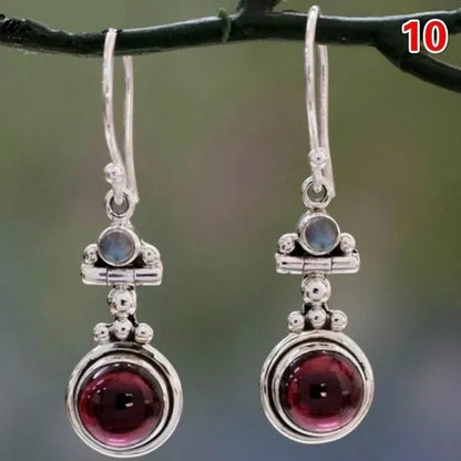 12Styles Vintage Earrings Rainbow Moonstone Earring Amethyst&Peridot&Pearl Dangle Earrings for Women Wedding Bridal Jewelry Gifts - WORLD TIME VISITS