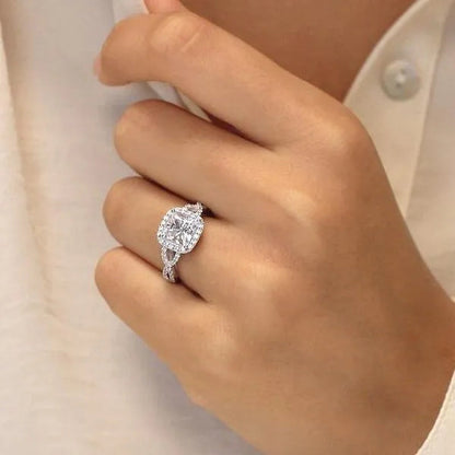 Luxury Jewelry Accessories White Gold 925 Sterling Silver Rings for Women Natural Gemstone Rings White Sapphire Princess Ring Romantic Wedding Band Bride Engagement Diamond Ring Jewelry Valentine's Day Gift