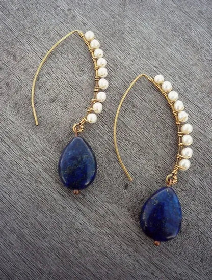 wire wrapped with  Lapis Lazuli Gemstone and Spinel gemstone small beads