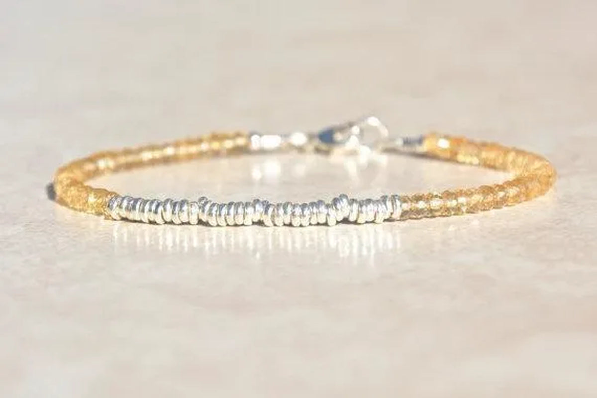 Citrine Bracelet Yellow Beaded Bracelet Gemstone Bracelet