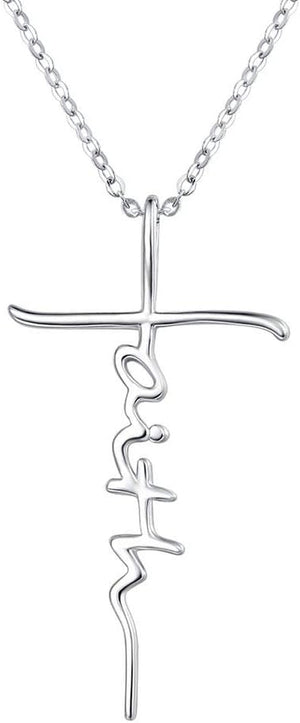 Faith Cross Necklace for Women 925 Sterling Silver Pendant Necklace with Birthstone Initial Christian Religious Confirmation Baptism Gifts