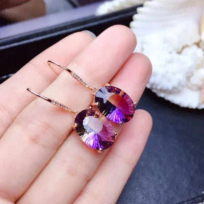 2022 Fashion Trend New  Earrings Colorful Gemstone Amethyst Plating 18k Earrings For Women Charm Jewelry Christmas Party Gift