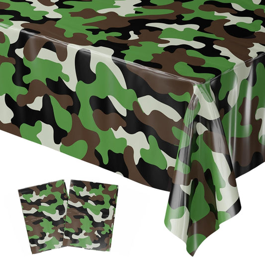 Camouflage Party Table Covers (Pack of 2) - 54"X108" XL - Camouflage Party Supplies, Camo Party Supplies, Camo Plastic Table Cover, Army Table Cover, Camo Theme Party, Army Green Party