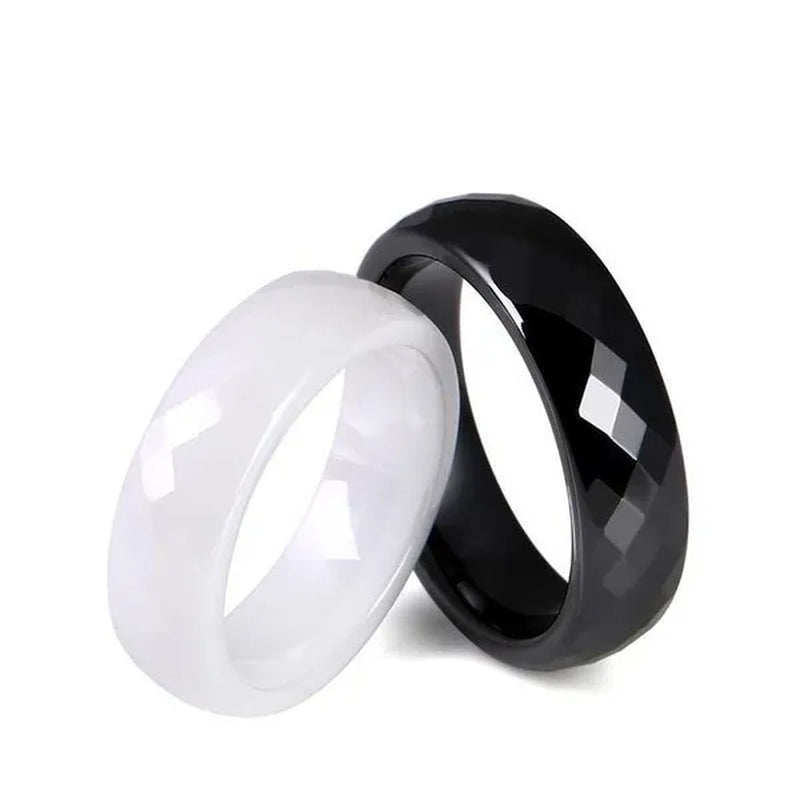 Never Faded Ceramic Ring 6mm Wide Multi-cut Couple Ring Black and White Blue Pink Nano Ceramic Ring