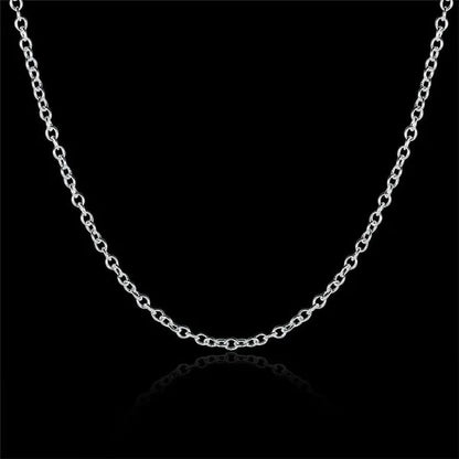 Wholesale Price High Quality 5pcs/lot Simple Fashion 925 Silver 1mm Basic Chain Necklaces For Women O Word Chain Wedding Engagement Jewelry Fashion Party Gift