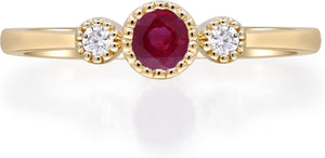 10K Yellow Gold Mozambique Ruby & Diamond Ring for Women - Ethically Sourced, Halo Setting, 0.33 Carat Ruby, 0.14 Carat Diamonds
