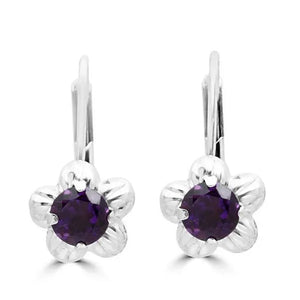 Majesty Diamonds MDR170014 1 CTW Round Purple Amethyst Floral Motif Drop Dangle Earrings in 14K
