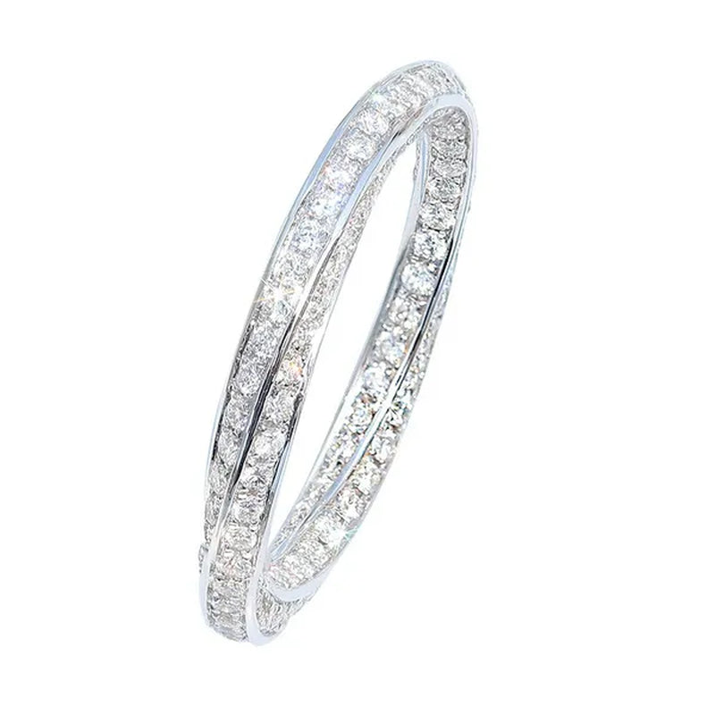 Fashion Woman Ring Dainty 925 Sterling Silver Stackable Jewelry Natural White Sapphire Diamond Band Elegant Bride Engagement Party Wedding Accessories Anniversary Gift Gemstone Rings Size 4-12 Bague Femme