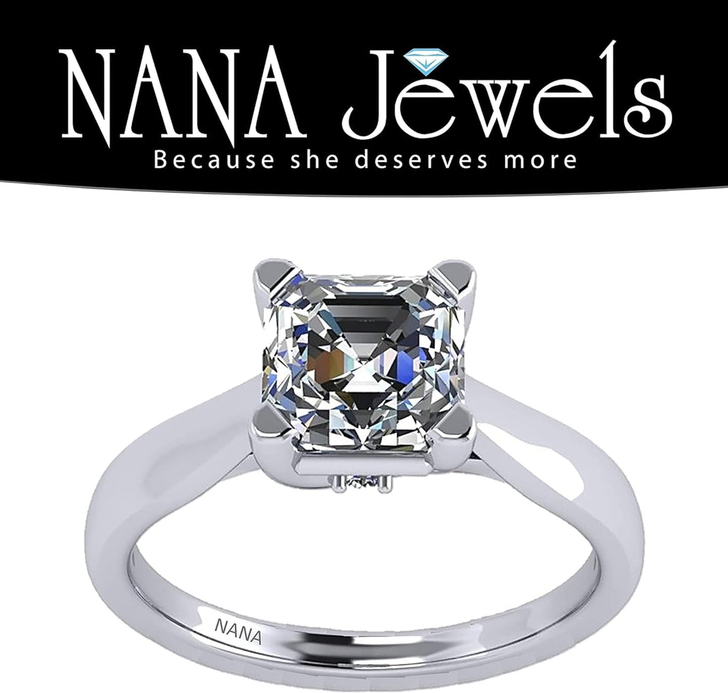 1To4Ct Simulated Diamond Engagement Ring Round-Princess-Cushion-Asscher Solitaire Lucita Cz & Silver