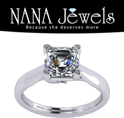 1To4Ct Simulated Diamond Engagement Ring Round-Princess-Cushion-Asscher Solitaire Lucita Cz & Silver