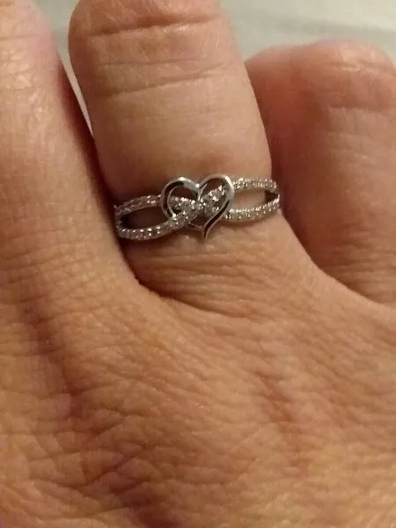 Fashion silver plated Ring Ladies Infinity Ring Heart-shaped Cross Ring, Eternal Zircon Ring .Heart-shaped Ring, Exquisite Ring, Stacking Ring, Party Anniversary Gift Size 5 - 11