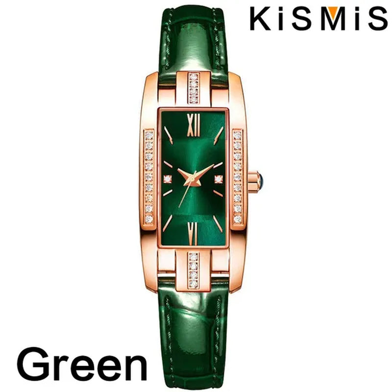 KISMIS 1PC/2Pcs Luxury Fashion Ladies Watch Diamond Inlaid Charm Unlimited Women's Watch Retro Fashion Quartz Watches Gift 3 Colors Available