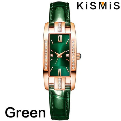 KISMIS 1PC/2Pcs Luxury Fashion Ladies Watch Diamond Inlaid Charm Unlimited Women's Watch Retro Fashion Quartz Watches Gift 3 Colors Available