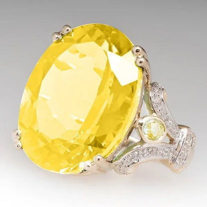 Fashion Gold Plated Plated Goose Egg Sapphire Women Wedding Engagement  Ring