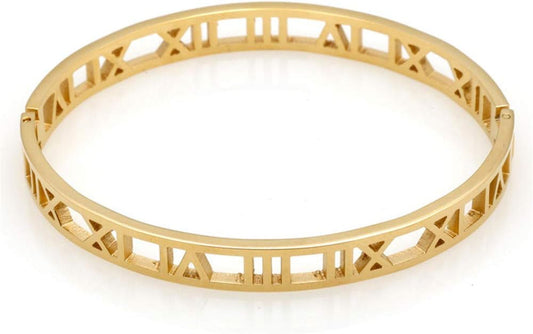 Roman Numeral Series Hollow Carved Bracelet, Fashionable Women'S Bracelet, Roman Numeral Bracelet, Three-Color Roman Bracelet