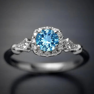 New and Noble Aquamarine/Ruby/green Zircon AAA Ring Gold-plated Jewelry  Engagement Ring