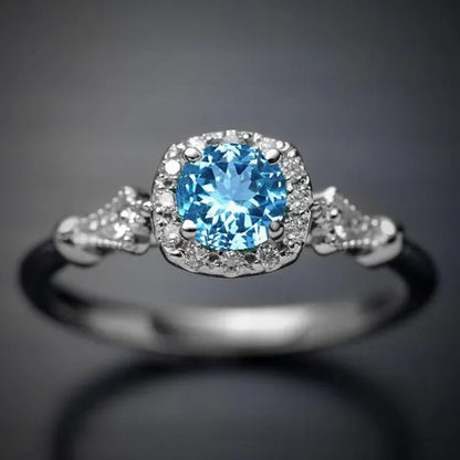 New and Noble Aquamarine/Ruby/green Zircon AAA Ring Gold-plated Jewelry  Engagement Ring