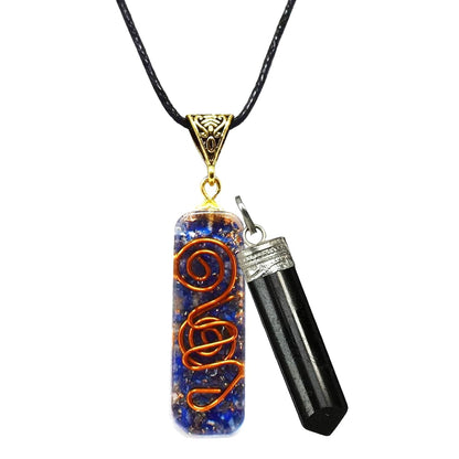 Lapis Lazuli Pipe Pendant, Lapis Lazuli Pendant Necklace Chakra Jewelry for Women & Men, Self-Healing Handmade Lapis Lazuli Crystal Gemstone Necklace for Reiki & Meditation