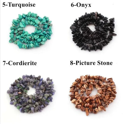 80Kinds 5-8MM natural stone irregular shape free-form chip beads tiger eye amethyst turquoise white crystal red coral Lapis lazuli used for jewelry making DIY bracelet 30"