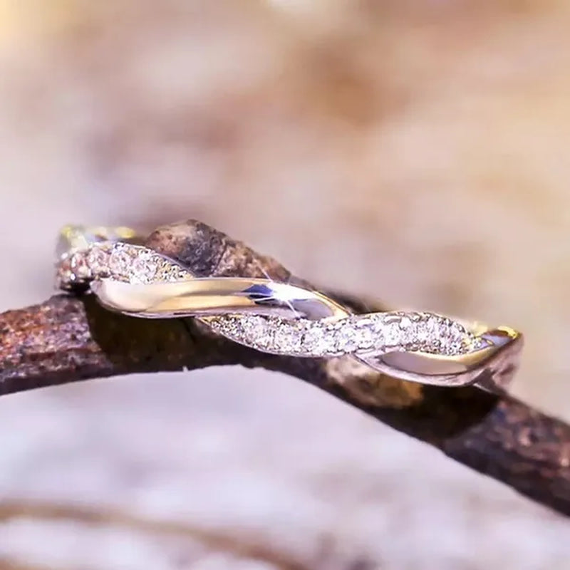 Diamond Ring Engagement Ring  Diamond Anniversary Twined Vine Simple Infinity Eternity Ring Bridal Women Promise Ring Anniversary Gold Wedding Bands Size 4-10 - WORLD TIME VISITS