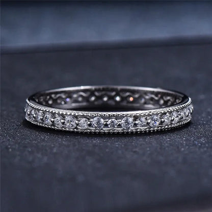 Exquisite 925 Sterling Silver/Black Gold/Gold/Rose Gold Single Ring White Full Diamond Ring Wedding Jewelry Gift