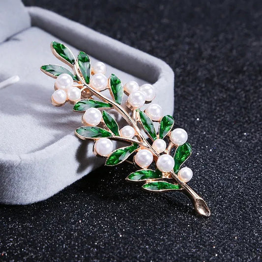 High Quality Tree Pearl Brooches For Women Vintage Fashion Plant Pin Brooch Gift