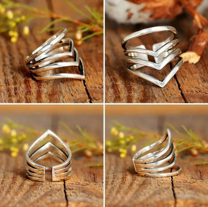 ANTIQUE DESIGN Sterling Silver Ring for Women Boho Thumb Chunky Adjustable Men's Women's Meditation Statement Jewelry