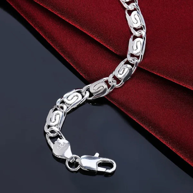Fashion Beautiful 925 Silver Solid Bracelet for Women Men Chain Charm Classic Wedding Gift High Quality Jewelry