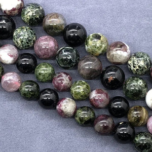 AAAAA Green Tourmaline Beads 6-12mm Round Natural Loose Stone Zeuxite Bracelet