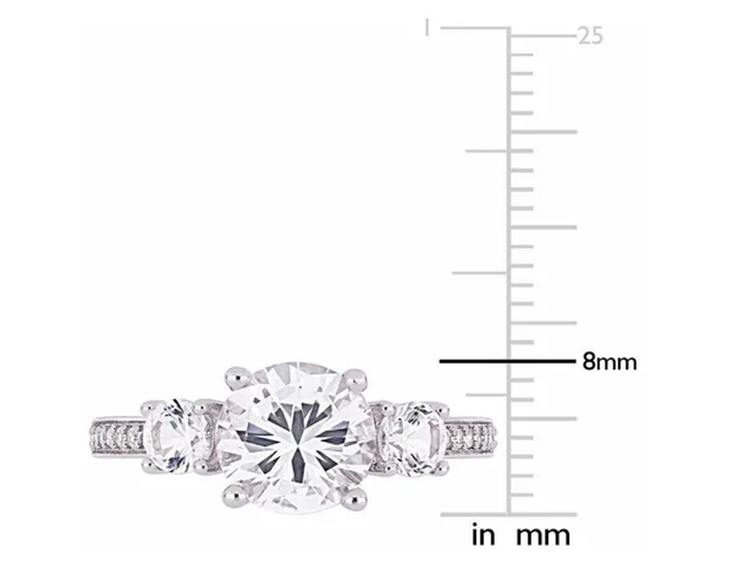 3.00 Carat (Ctw) Lab-Created White Sapphire Ring in 10K White Gold with Diamonds