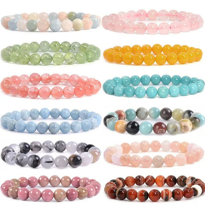 6mm 8mm Natural Stone Chakra Beaded Charm Bracelets Tiger Eye Amethyst Lapis Lazuli Healing Beads Bracelet Women Yoga Jewelry