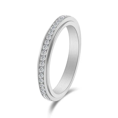 4Mm Wide Titanium Steel Exquisitely Inlaid Single Drainage Diamond for Men and Women Luxury Fashion Exquisitely Stackable Ring Engagement and Wedding Ring