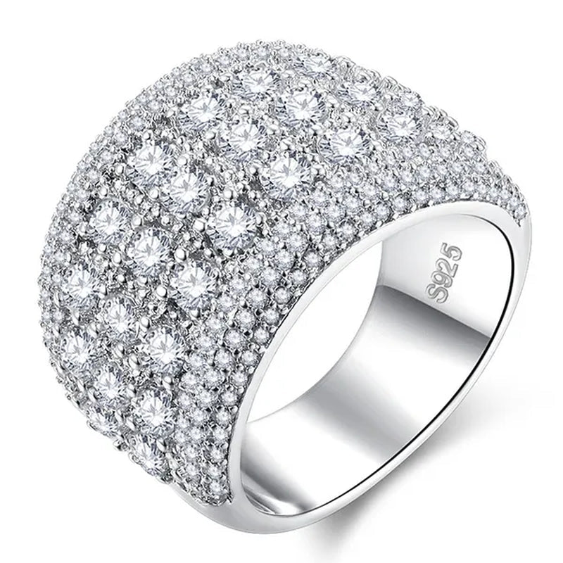 New Luxury Fashion Round Moissanite Diamond Ring Engagement Ring for Women Lady Anniversary Gift Jewelry Christmas Gift