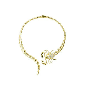 Punk Gothic Jewelry Fashion Personality White Rhinestone Gold/silver Plated Collar Scorpion Style Party Wedding Lady's Necklace