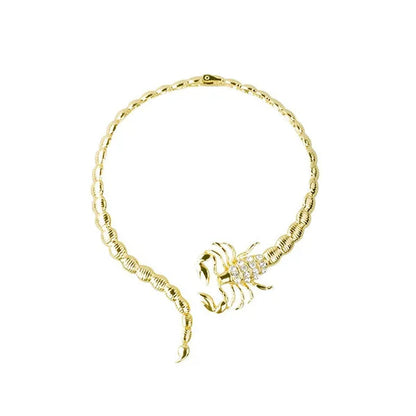 Punk Gothic Jewelry Fashion Personality White Rhinestone Gold/silver Plated Collar Scorpion Style Party Wedding Lady's Necklace