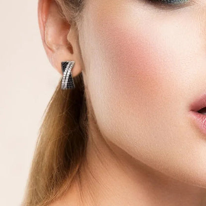 Luxury Fashion Women'S Creative Cross Earrings Infinite Diamond Earrings Black and White Diamond Earrings Infinite Cross Earrings Engagement Earrings Women'S Diamond Jewelry Birthday Anniversary Gift Jewelry