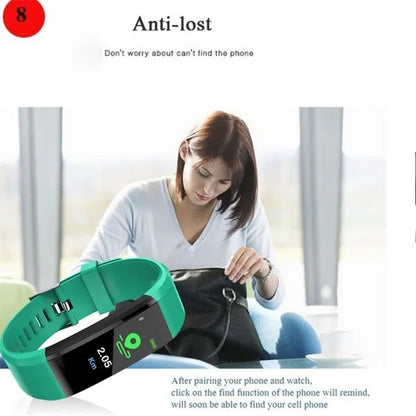 Color Screen Smart Bracelet Watch 115 Plus Blood Pressure Monitoring Heart Rate Monitoring Smart Wristband